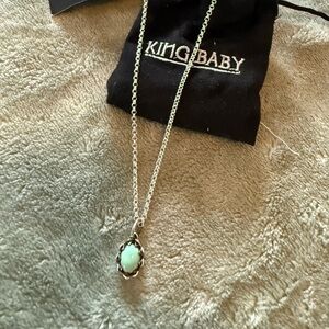 King Baby Studio Silver Necklace with Light Blue Pendant